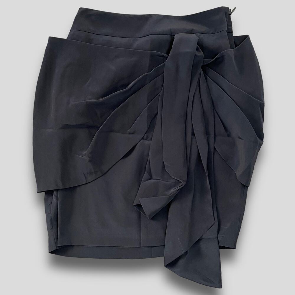 JUICY COUTURE SEXY BODYCON PENCIL SILK DRAPED SKIRT BLACK SIZE EXTRA SMALL XS